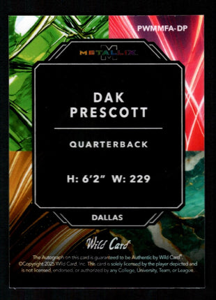 Dak Prescott 2025 Wild Card MetalLix First Look Gold Vinyl 1/1 Auto Cowboys