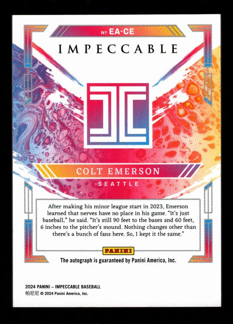 Colt Emerson 2024 Panini Impeccable #EA-CE Extravagance 1/1 SSP Autograph Auto