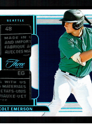 Colt Emerson 2024 Panini Three and Two #PDJ-CE Dual Laundry Tag 1/1 Mariners