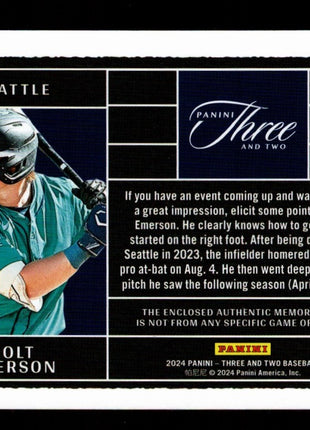 Colt Emerson 2024 Panini Three and Two #PDJ-CE Dual Laundry Tag 1/1 Mariners