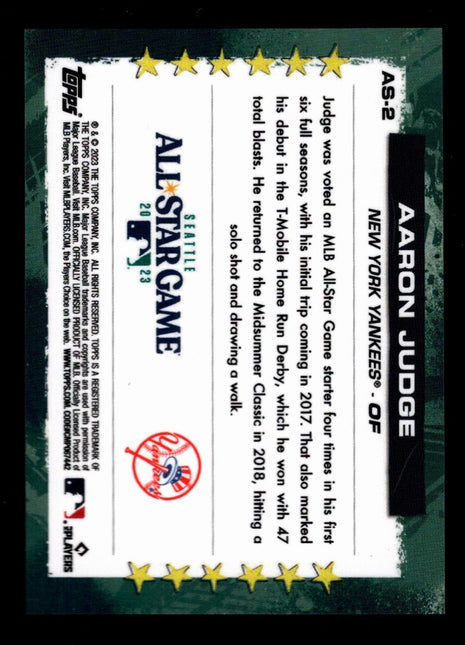 Aaron Judge 2023 Topps All-Star Game #AS-2 Wrapper Redemption SSP Yankees