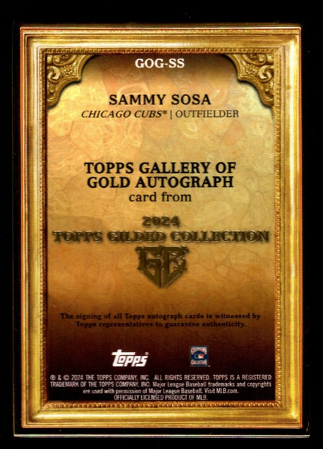Sammy Sosa 2024 Topps Gilded Collection #GOG-SS Gallery of Gold Green /25 Auto