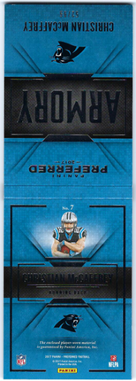 Christian McCaffrey 2017 Panini Preferred #7 Armory Jersey Booklet /99 RC