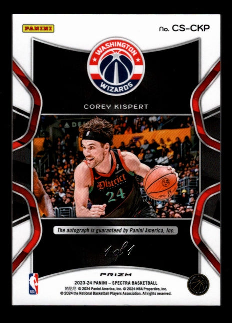 Corey Kispert 2023-24 Panini Spectra #CS-CKP Catalysts Black Prizm 1/1 Auto