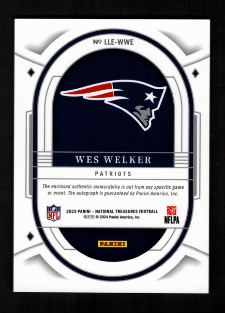 Wes Welker 2023 Panini National Treasures Lasting Legacies /49 Patch Auto