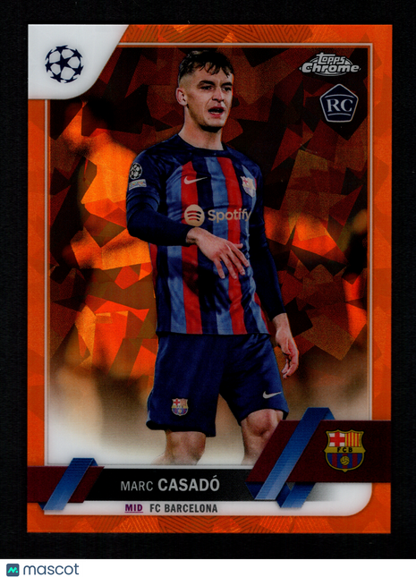 Marc Casadó 2023 Topps Chrome Sapphire #104 Orange Refractor /50 RC FC Barcelona