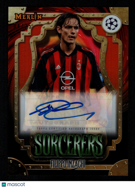Filippo Inzaghi 2023-24 Topps Merlin UEFA CC #SA-FI Sorcerers Orange /25 Auto