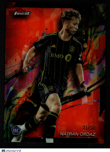 Nathan Ordaz 2024 Topps Finest #2 Orange Refractor /50 Rookie RC LAFC