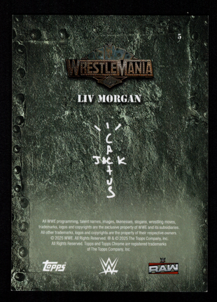 Liv Morgan 2025 Topps Chrome WWE WrestleMania Cactus Jack /50 Gold Refractor