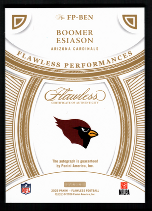 Boomer Esiason 2025 Panini Flawless #FP-BEN Ruby /15 Flawless Performances Auto
