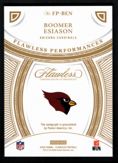Boomer Esiason 2025 Panini Flawless #FP-BEN Ruby /15 Flawless Performances Auto