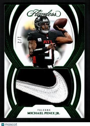 Michael Penix Jr. 2025 Panini Flawless Emerald /2 Flawless Symbols Nike Swoosh