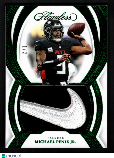 Michael Penix Jr. 2025 Panini Flawless Emerald /2 Flawless Symbols Nike Swoosh