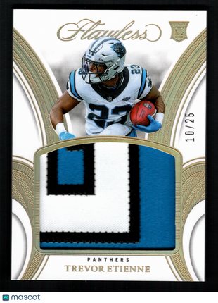 Trevor Etienne 2025 Panini Flawless #RP-TEE Gold /25 Rookie Patch RC Panthers