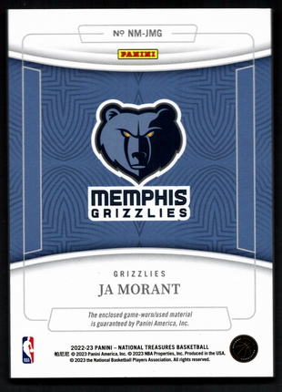 Ja Morant 2022-23 Panini National Treasures #NM-JMG Game-Worn /99 Patch