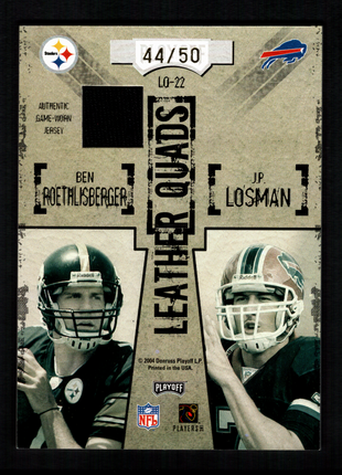 Eli Manning/Rivers/Roethlisberger 2004 Playoff Hogg Heaven /50 Leather Quads