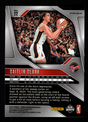 Caitlin Clark 2024 Panini Prizm #22 Cracked Ice Rookie RC Fever