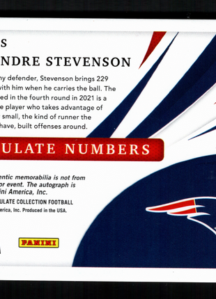 Rhamondre Stevenson 2021 Panini Immaculate #INA-RS Numbers /29 Rookie Patch Auto