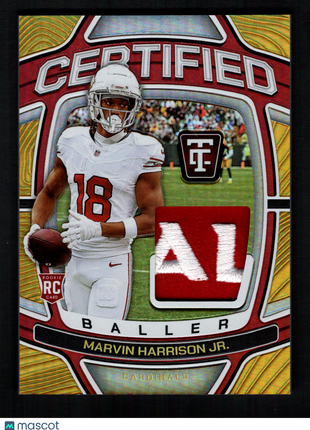 Marvin Harrison Jr. 2024 Panini Totally Certified Baller Gold /10 RC Patch