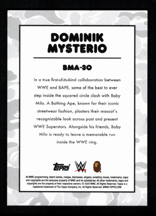 Dominik Mysterio 2025 Topps WWE BAPE Baby Milo #BMA-30 Pink Camo /25 SSP