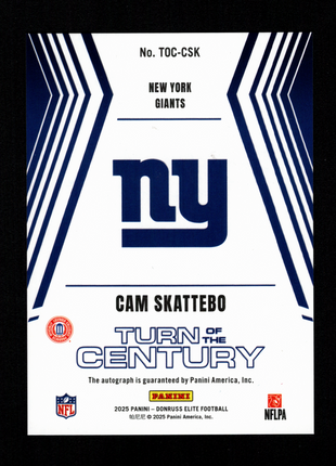 Cam Skattebo 2025 Panini Donruss Elite #TOC-CSK Turn of the Century /499 RC Auto