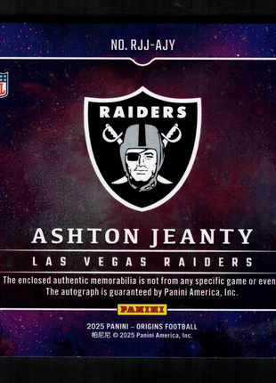 Ashton Jeanty 2025 Panini Origins #RJJ-AJY Rookie Patch Autograph RC Auto