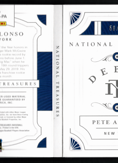 Pete Alonso 2019 Panini National Treasures #DMS-PA Debut Patch /99 Booklet Auto