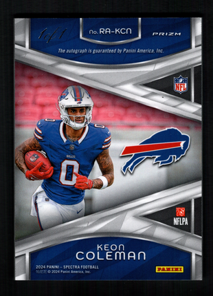 Keon Coleman 2024 Panini Spectra #RA-KCN Gold Vinyl 1/1 Rookie RC Auto Bills