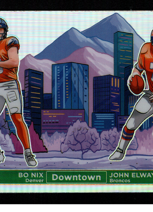 Bo Nix John Elway 2024 Donruss Optic #13 Duo Downtown RC SSP Case Hit Broncos