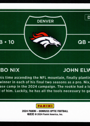 Bo Nix John Elway 2024 Donruss Optic #13 Duo Downtown RC SSP Case Hit Broncos