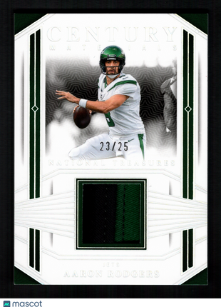 Aaron Rodgers 2023 Panini National Treasures Century Materials /25 Patch Jets