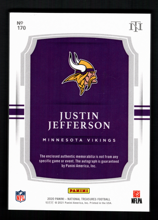 Justin Jefferson 2020 Panini National Treasures #170 RPA Rookie Patch /99 Auto