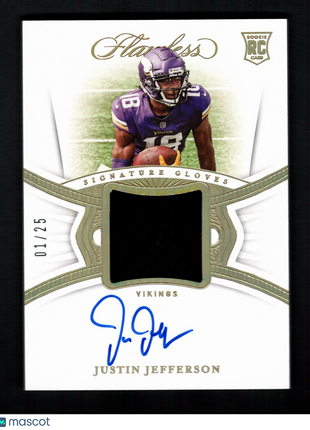 Justin Jefferson 2020 Panini Flawless #SG-JJE Signature Gloves /25 Patch RC Auto