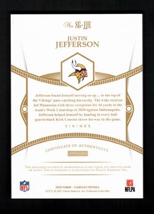 Justin Jefferson 2020 Panini Flawless #SG-JJE Signature Gloves /25 Patch RC Auto