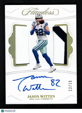 Jason Witten 2020 Panini Flawless #DPA-JW Gold /15 Dual Patch Auto Cowboys