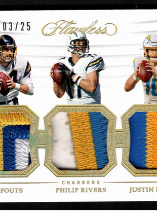 Justin Herbert/Philip Rivers 2020 Panini Flawless #TP15 Triple Patch /25 Gold