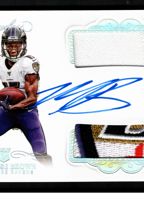 Marquise Brown 2019 Panini Flawless #DPA-MB Dual Patch /20 RC Auto Ravens