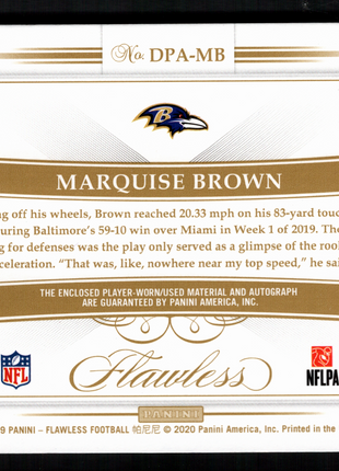 Marquise Brown 2019 Panini Flawless #DPA-MB Dual Patch /20 RC Auto Ravens