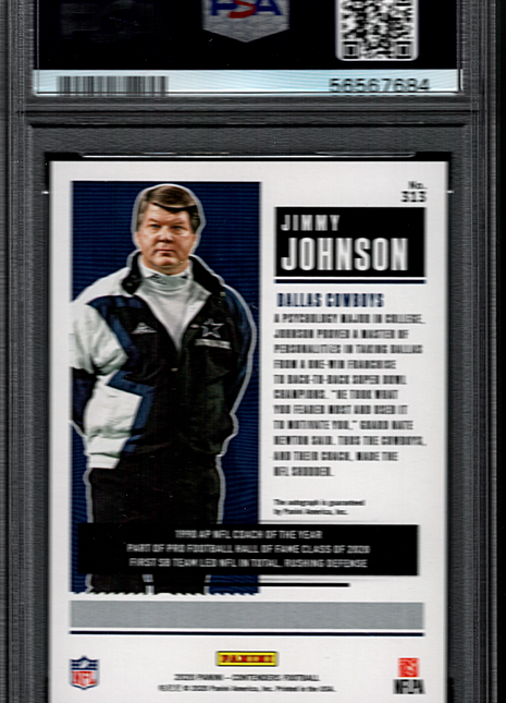 Jimmy Johnson 2020 Panini Contenders #313 Coaches Ticket /20 Auto PSA10 GEM MT