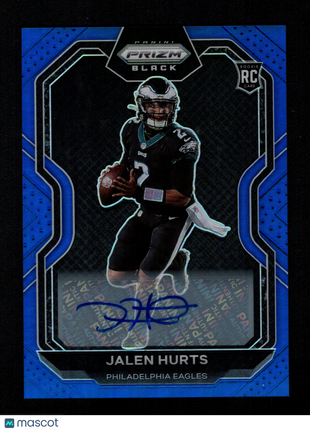 Jalen Hurts 2020 Panini Chronicles #PB-19 Prizm Black Blue Prizm /25 RC Auto