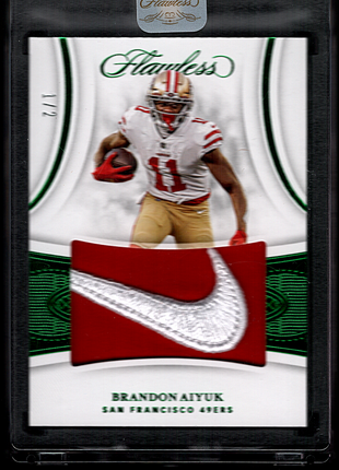 Brandon Aiyuk 2020 Panini Flawless #SSL-BAI Emerald Nike Swoosh /2 Rookie RC