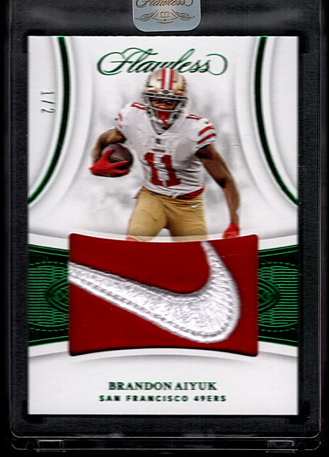 Brandon Aiyuk 2020 Panini Flawless #SSL-BAI Emerald Nike Swoosh /2 Rookie RC