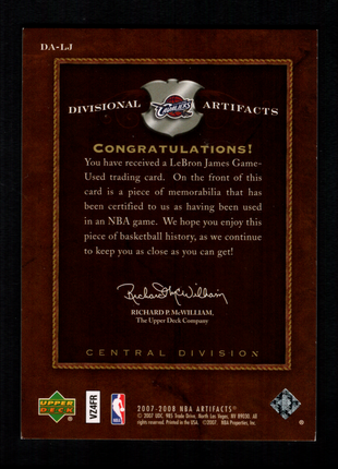LeBron James 2007 Upper Deck #DA-LJ Divisional Artifacts /250 Game-Used Patch