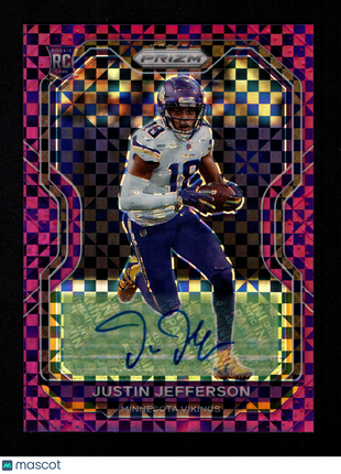 Justin Jefferson 2020 Panini Prizm #398 Purple Power /49 RC Auto Vikings