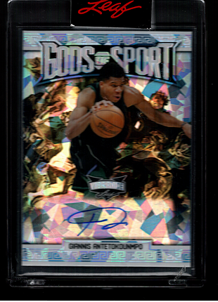 Giannis Antetokounmpo 2022 Leaf Gods of Sport Vibrance #GS-GA1 Crystal /3 Auto