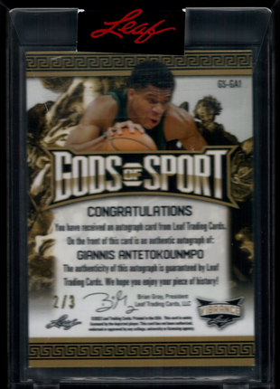 Giannis Antetokounmpo 2022 Leaf Gods of Sport Vibrance #GS-GA1 Crystal /3 Auto