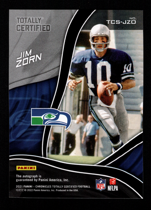 Jim Zorn 2022 Panini Chronicles Totally Certified #TCS-JZO Signatures /75 Auto