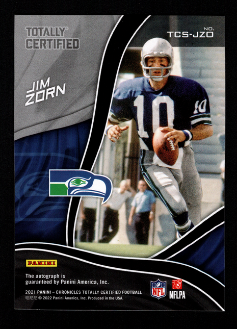 Jim Zorn 2022 Panini Chronicles Totally Certified #TCS-JZO Signatures /75 Auto