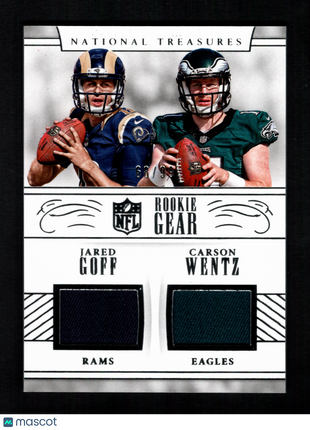 Jared Goff/Carson Wentz 2016 National Treasures #24 Rookie Gear /99 Dual Patch