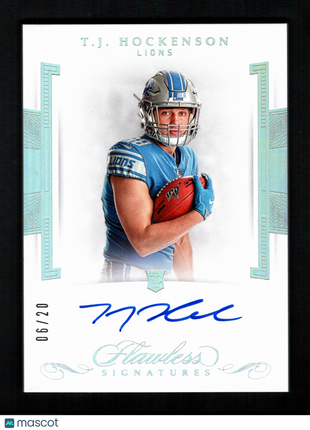 T.J. Hockenson 2020 Panini Flawless #FR-TJ Silver /20 Rookie RC Auto
